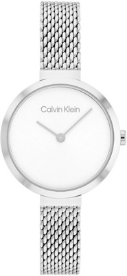 Calvin Klein Minimalistic T Bar 28Mm Mesh Minimalistic T Bar 28Mm Mesh Qtz White Round Dial 's / Analog Watch  - For Women