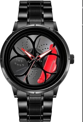 SHEEEN Spinning car wheel rotating gyro red watch Car wheel watch | Spinning watch | Roatating watch | Gyro watch | Red watch Analog Watch  - For Men