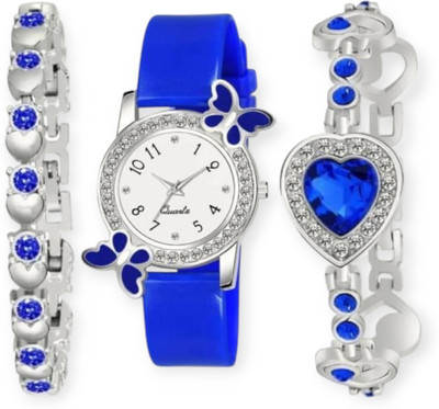 Gimiss Quartz Watch with Crystal Heart & Charm Bracelets Analog Wristwatch Analog Watch  - For Girls