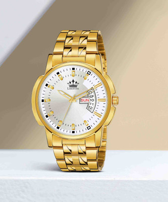 LIMESTONE Day & Date Original Gold Plated HMTS Adjsutable Bracelet Quartz Analog Watch  - For Men
