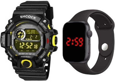 dmash A Digital Watch With Square LED Black- green Strap digital watch combo Digital Watch  - For Girls