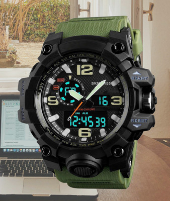 AWEX 1155 1155 Men's Green PU Strap Sports Watch, Analog  Analog-Digital Watch  - For Men
