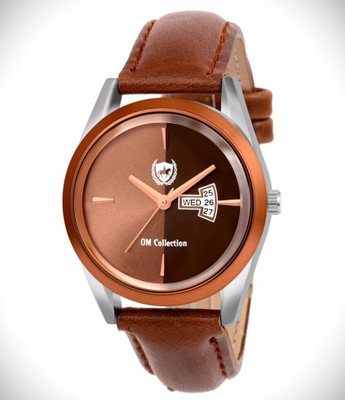 Om Collection OMG-Brown Premium Luxury Design trending synthertic leather strap Analog Watch Analog Watch  - For Men