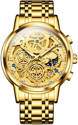 OVERFLY OLEVS OLEVS Mens Watch Chronograph Luxury Quartz Wrist Golden Watch Analog Watch  - For Men
