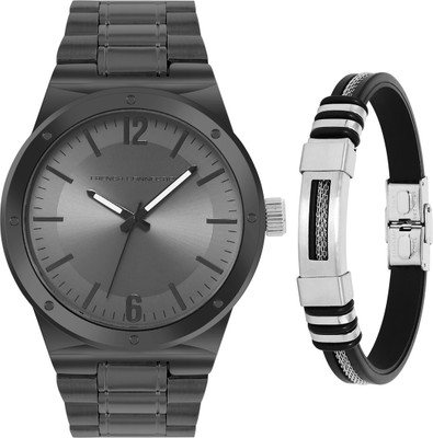 French Connection Men's Gift Set Grey SUNRAY Round Dial | Analog | Men's Gift Set Comes With Bracelet Analog Watch  - For Men