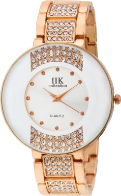 IIK Collection Round White Formal Dial with RoseGold Metal Bracelet Chain Strap Analog Watch  - For Women
