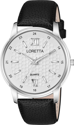 Loretta LT_6010 Black Leather Belt Unique White Dial Analog Watch  - For Men