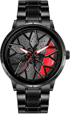 ClassyMen Spinning car wheel rotating gyro red & black watch ClassyMen Spinner Watch | Rotating Gyro Watch | Red & Black Analog Watch Analog Watch  - For Men