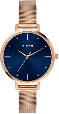 TIMEX TWEL155SMU09 Blue Round Brass Dial Analog Watch  - For Women