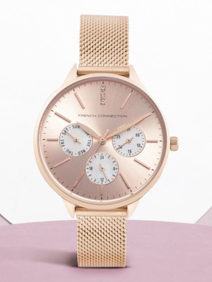 French Connection Rose Gold Sunray Dial | Analog Watch for Women's | FC150RGM Analog Watch  - For Women