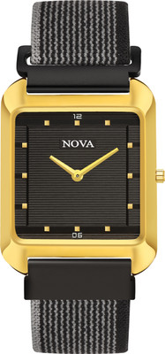 NOVA Mens & Boys Square Velcro Fibre Strap Analog Watch  - For Men