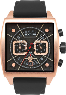 EXTRI New Collection Chronograph Square Black Dial Analog Watch  - For Men