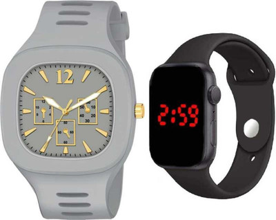 VARNI ENT New Square Silicon Strap water Resistnce Best look Combo Watch For Men & Boys Analog Watch  - For Men