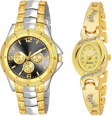 Csamon rosra Sliver gold black dial New AKS Designer Fashion Wrist Analog Watch  - For Couple