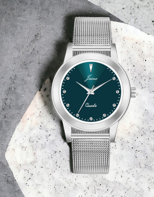 JAINX Blue Dial Steel Mesh Chain Analog Watch  - For Women