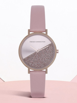 French Connection Women's Analog Pink Watch | Pink Sunray Textured Dial Analog Watch  - For Women