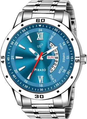 PIRASO PR2921 BLUE SILVER New Look Blue Dial day & date working Display Watch for Men Analog Watch  - For Men