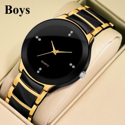 LOUIS KOUROS MECH BEASTS Gold Watch For Boys BLACK-GOLD ROUND DIAL AND BLACK-GOLD METAL STRAP ANALOG WATCH Analog Watch  - For Boys