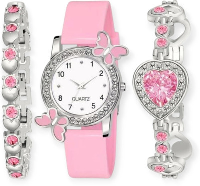 Gimiss Quartz Watch with Crystal Heart & Charm Bracelets Analog Wristwatch Analog Watch  - For Girls