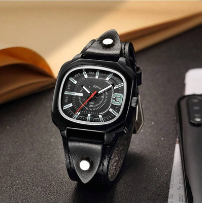 Laksh Brown Sqaure genuine leather strap Vintage Square Dial Analog mens watch Analog Watch  - For Men