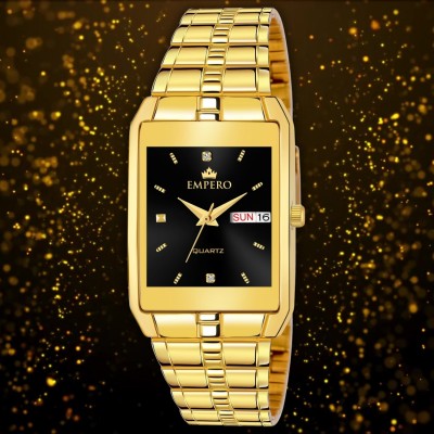 EMPERO EMPERO Square EMPERO Square Black Dial With Gold Stainless Steel Analog Watch  - For Men