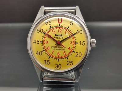 hmt pilot HMT PILOT 17 JEWLLES PARASHOCK RED DIAL MENS FOR WATCH Analog Watch  - For Men