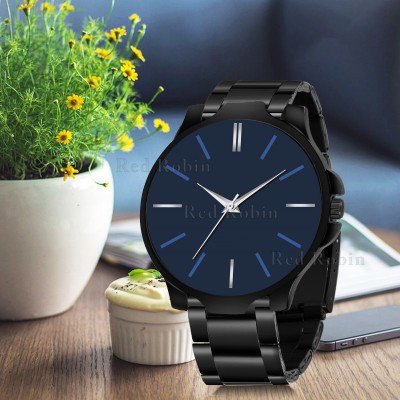 Gadgets World LR05-BLU-3K-BLK-CDBLK Fancy Design Stylish Black Silicone Strap Wrist Watch for Men and Boys Analog Watch  - For Men