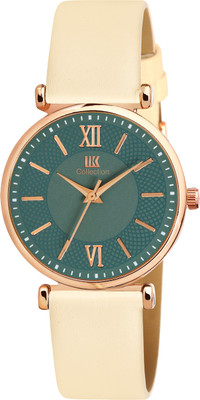 IIK Collection IIK-3224W Round Studded Dial with Genuine Leather Strap Analog Watch  - For Women