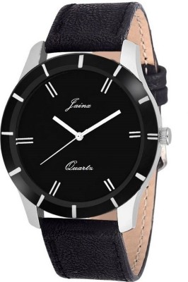 JAINX All Black Dial and Leather Strap Analog Watch  - For Men