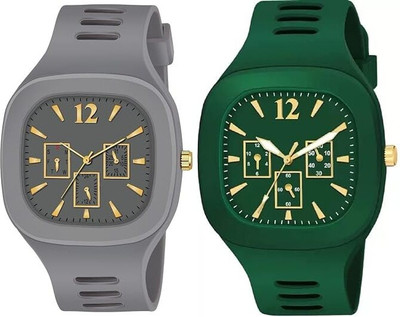 dmash Analog Silicon Strap ADDI Stylish Designer Analog Watch Combo Analog Watch  - For Men