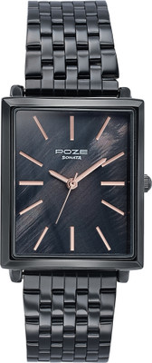 SONATA Sonata Poze Classic Cools Quartz Black Round Dial Women's Watch Analog Watch  - For Women