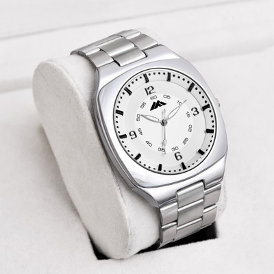 Loretta LT-416 Modern Square Face Arabic Numerals White Dial With Silver Stainless Steel Chain Analog Watch  - For Men