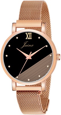 JAINX JW8567 Black Dial Rose Gold Magnet Chain Analog Watch  - For Women