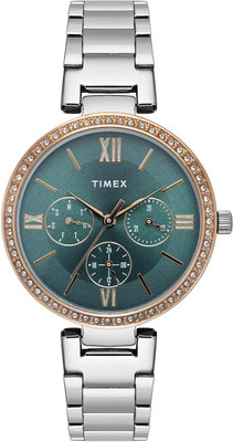 TIMEX TWEL18706 TIMEX Teal Round Dial Analog Watch  - For Women