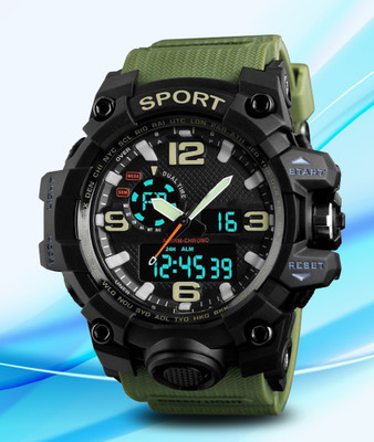 Harbor A highly favored green PU strap watch for active boys Analog-Digital Watch  - For Boys