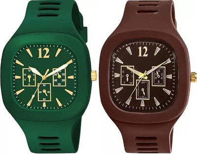dmash Analog Silicon Strap ADDI Stylish Designer Analog Watch Combo Analog Watch  - For Men