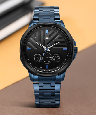 Fastrack Fleek Quartz Multifunction Black Dial Stainless Steel Strap Analog Watch  - For Men