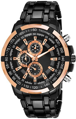 TERIZLA High Quality Solid Designer Shine Round Studded Dial with Chain Belt Watch Analog Watch  - For Men