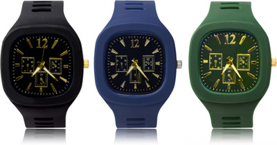 FEMEO New Analogue Superb Best Quality Silicon rubber belt watch for men (Pack of 3) Analog Watch  - For Men