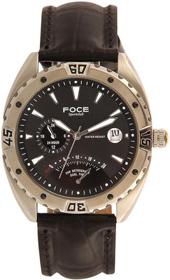 Foce F953GSL-BLACK FOCE Multifunction Black Dial Leather Strap Analog Watch  - For Men