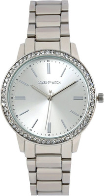 Joker & Witch Halo All Silver Dial Rhinestone Metallic Link Strap Analog Women's Watch Analog Watch  - For Women