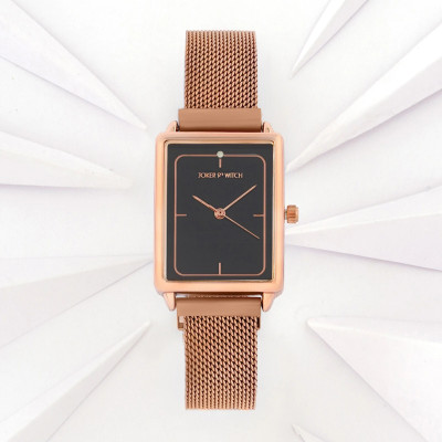 Joker & Witch Joker & Witch Quad 24mm Grey Dial Rosgold Steel Mesh Strap Watch for Women Analog Watch  - For Women
