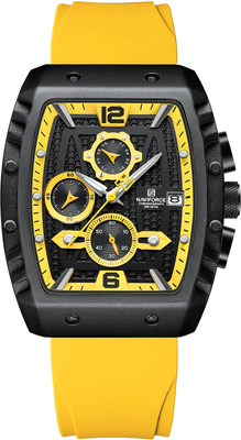 NAVIFORCE 8025 Yellow and black chronograph dial with soft stylish silicon strap waterproof Analog Watch  - For Men