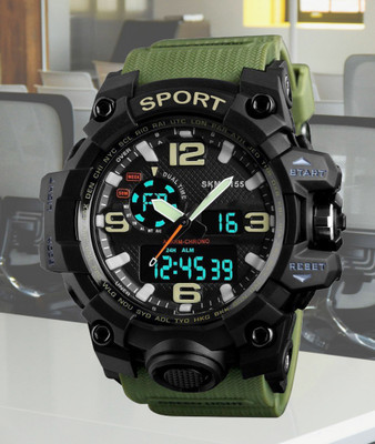 AWEX SKM 1155 Green Multi-Function Green Band Sports Watch Analog-Digital Watch  - For Boys