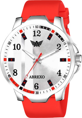 ABREXO 8619 Trending Round Red Silicone Strap Causal Formal Strap Wrist Watch Analog Watch  - For Boys