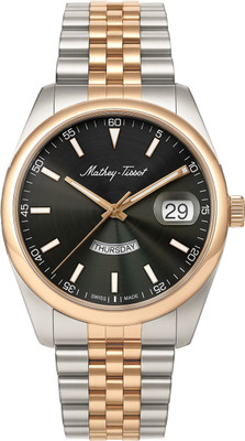 Mathey-Tissot Mathy Day-Date Quartz Swiss Made Mathy Day-Date Quartz Black Dial Analog Watch  - For Men