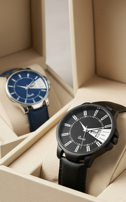 kairova KRM017_MA_DD LEATHER-Blue black combo Men's Classic Analog Watch with Multicolored Leather Strap Analog Watch  - For Men