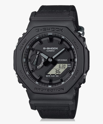 CASIO GA-2100BCE-1ADR G-SHOCK Black Dial Black Cordura Nylon Band Analog-Digital Watch  - For Men