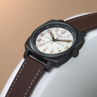 SONATA Poze Brown Strap with White Dial Analog Watch  - For Men