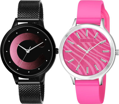 TVILLA Pink Designer Silicone Belt MZ-LR350 Analog Watch  - For Women